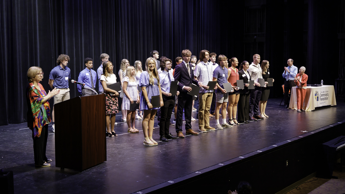 Scholarship Reception group on stage